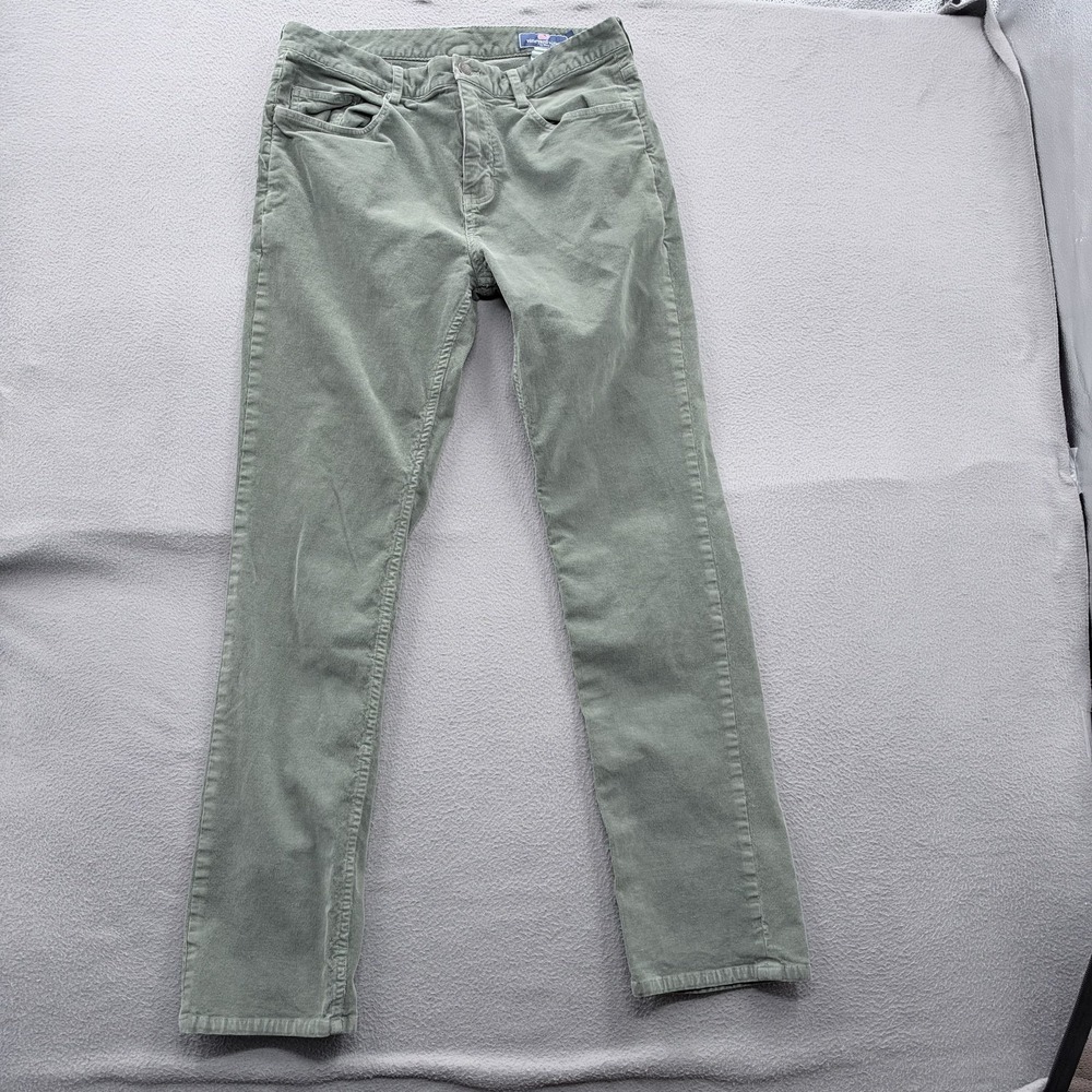 Vineyard Vines Pants Mens 32x32 (Fits 30/30) Green Corduroy 5 Pocket Stretch.
